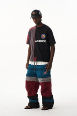 Colorblock Panel Embroidered Tee