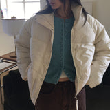 Kiggy Daily Zipper Pocket Oversized Fit Short Padded Jacket