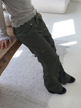 ハース リベットピンタックコットンワイドパンツ