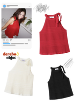 Halter Strap Red Flared Sleeveless T-shirt