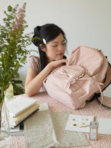 Ruffle ribbon backpack_cotton pink