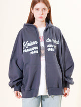 UNISEX Two-Tone Blur Emborogo Hood Zip-Up Navy (FCF1ZP323M)