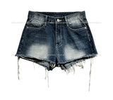 Watery washing vintage denim shorts