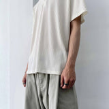 ストラクチャード ショルダーボタン テクスチャード Tシャツ