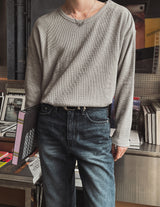 Waffle Button Wide Long Sleeve