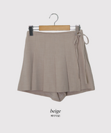 Summer Linen Pleated Ribbon Skirt Pants (3color)