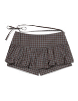チェッカード パンプキン スカートパンツ(BROWN)