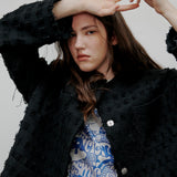 [Unisex] オーバーフィットツイードジャケット Black