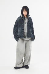 Crack washed over denim jacket
