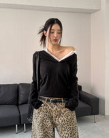 Koi Basic Button Henley Neck Long Sleeve