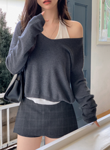 Classic Check Mini Skirt Pants + Belt Set (2color)