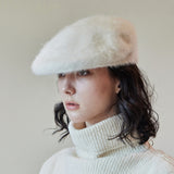 VA Stud Angora Hunting Cap / Ivory