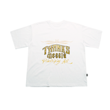 [THANKSMESSIA X ODAGIL] ゴールドピンストライプTシャツ-WHITE