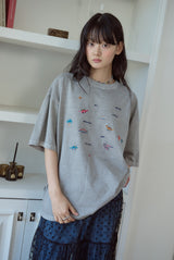26SS★ ディノステッチ刺繍ピグメント半袖Tシャツ