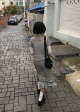LACE CHECK TEE