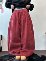コーデュロイオールバンディングバルーンパンツ ❤🩶💚3COLOR