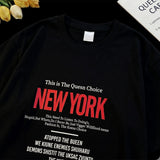 D レッド ニューヨーク レタリング ショートスリーブ Tシャツ(2 colors)