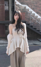 wave asymmetric flare knit cd + top set