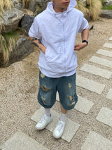 ビンテージダメージデニムハーフパンツ 2C
