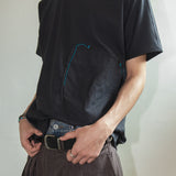パッチワークポケットハーフTシャツ / ダスティブラック