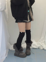 Milkfur high neck suede jumper