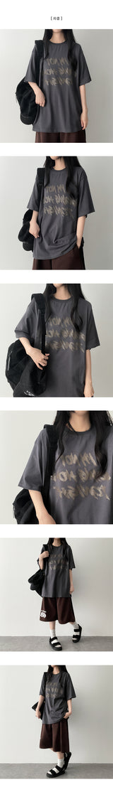 オジーレタリングオーバーサイズフィットショートスリーブTシャツ