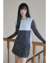 バック リボン ティーシャツ(CHARCOAL BLUE)