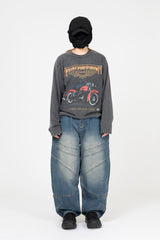 Motorcycle Vintage Crop Long Sleeve T-Shirt