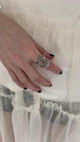 Antique silver rose ring