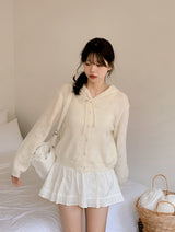 #Wish Eyelet Hood Wave Knit Cardigan (3color)