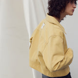 STITCH DETAILED BOMBER JACKET MUSTARD