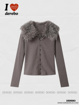 Tinker Bell Fur Wide Collar Long-Sleeved T-Shirt