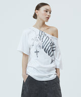 グルーヴィワンショルダーTシャツ_ホワイト