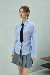 LOWELL SLIM FIT STRIPE SHIRRLING SHIRT / SKY BLUE