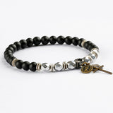 SVB-1018 Vintage beads matte coin cross onyx bracelet