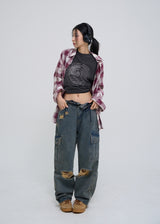 stopper damage cargo wide denim pants