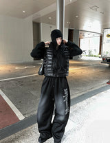 Dark gray dust washing pants