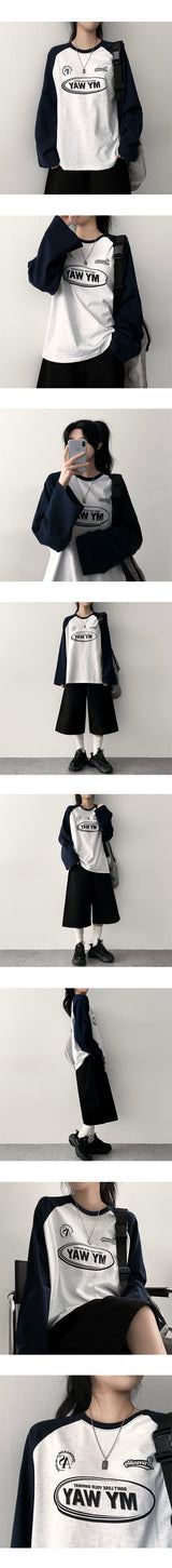 E-Farm Color Raglan Long Sleeve T-shirt