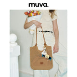 muva. ビーチ ウーブンバッグ バケーション スタイル ショルダーバッグ ライトウェイト サマー クロシェ バッグ