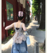 [ fluffy ☁️ ] pringle pumpkin 30% chiffon sleeveless bl