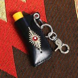 stud & wax thread lighter case keyring black