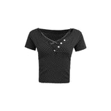 Bella Dot Lace Crop Tee Set