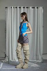 CHECK JERSEY SKIRT