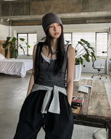 Yojeu Button Ribbed Layer Sleeveless