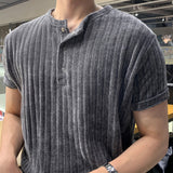 LMN Benny a ribbed bone Henley Neck Short Sleeve (4 colors)