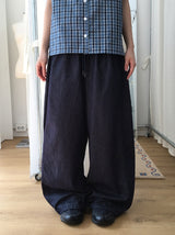 [unisex] ハシンデニムストリングワイドパンツ