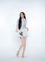ASYMMETRIC STRIPE SHIRTS [WHITE]