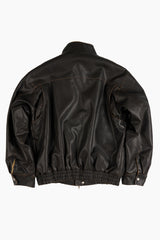 Fur lining leather blouson jumper