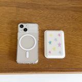 magSafe case pastel star white leather card wallet set