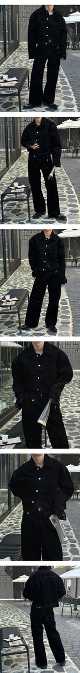 [F/W] ベルベットデニムクロップジャケット(2color)